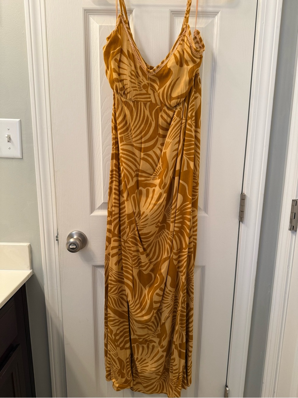 Patrons of Peace Mustard Yellow Printed Maxi Dress
